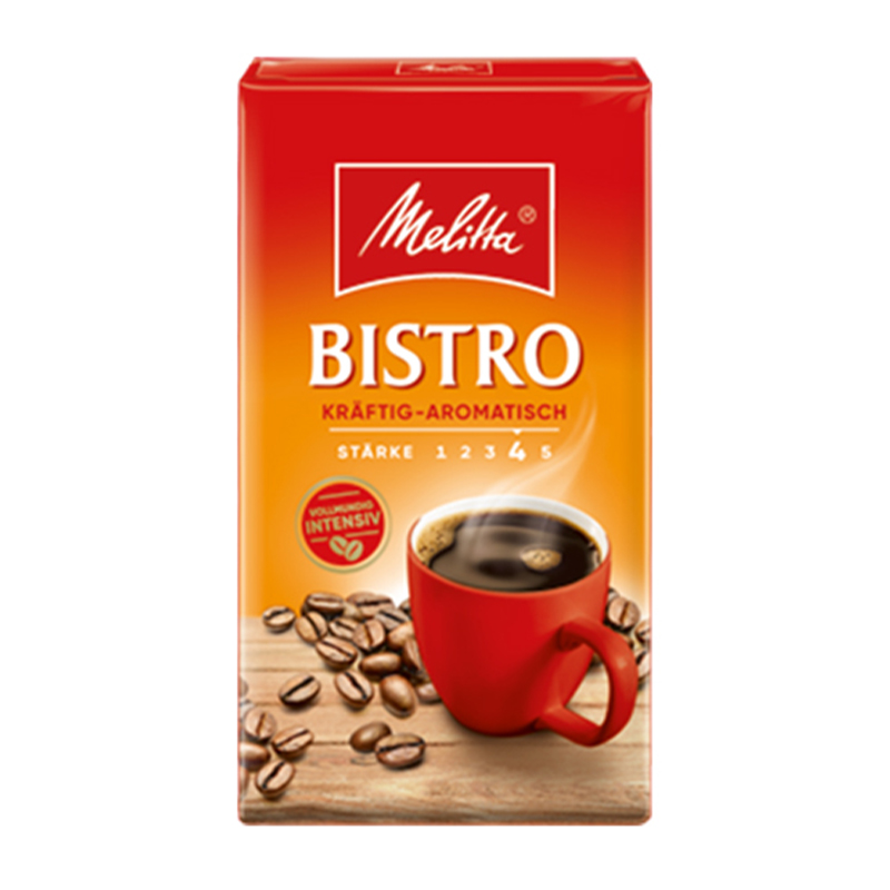 Кофе молотый Melitta Bistro kräftig-aromatisch 100% робуста 500г - фото 1