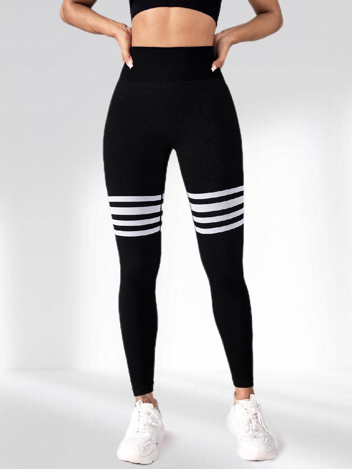 Лосины для фитнеса LILAFIT пуш ап M Черный с белыми полосками (LFL000085)