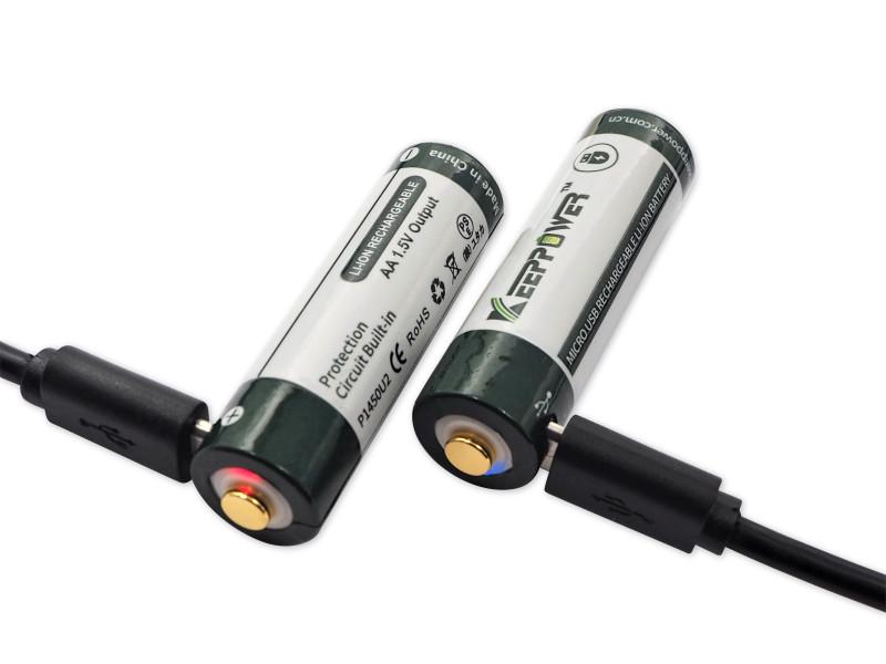 Аккумулятор Keeppower с microUS 2260mAh AA 14500 1,5В Зеленый с белым - фото 2