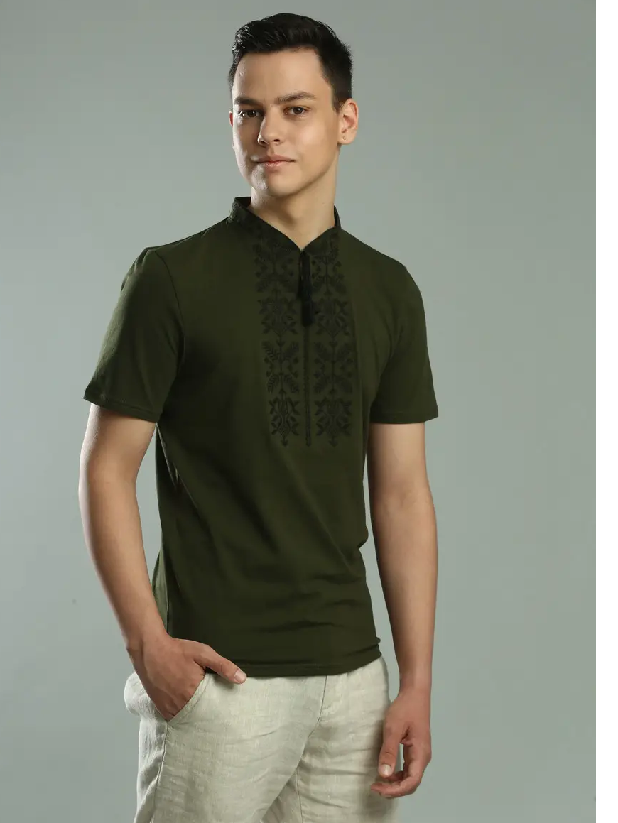 Футболка-вышиванка мужская трикотажная 2XL Хаки (М-42-2xl) - фото 2 Футболка-вышиванка мужская трикотажная 2XL Хаки (М-42-2xl) - фото 2