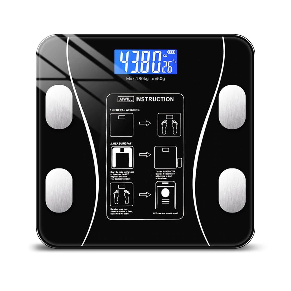 Весы напольные умные фитнес Scale Bluetooth до 180 кг с приложением Черный (A-8003)