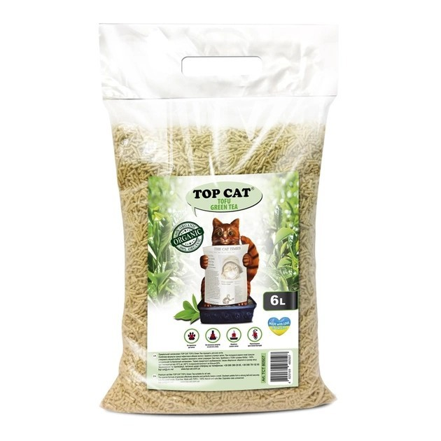 Наповнювач для котячого туалету Top Cat Tofu соєвий Зелений чай 6 л 2,5 кг