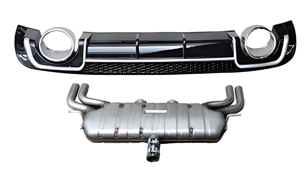 Диффузор задний с насадками V-2 для S/S-Line 2012-2020 GT Tuning для Audi A3 2012-2020 гг. ABS-пластик Черный (131880)