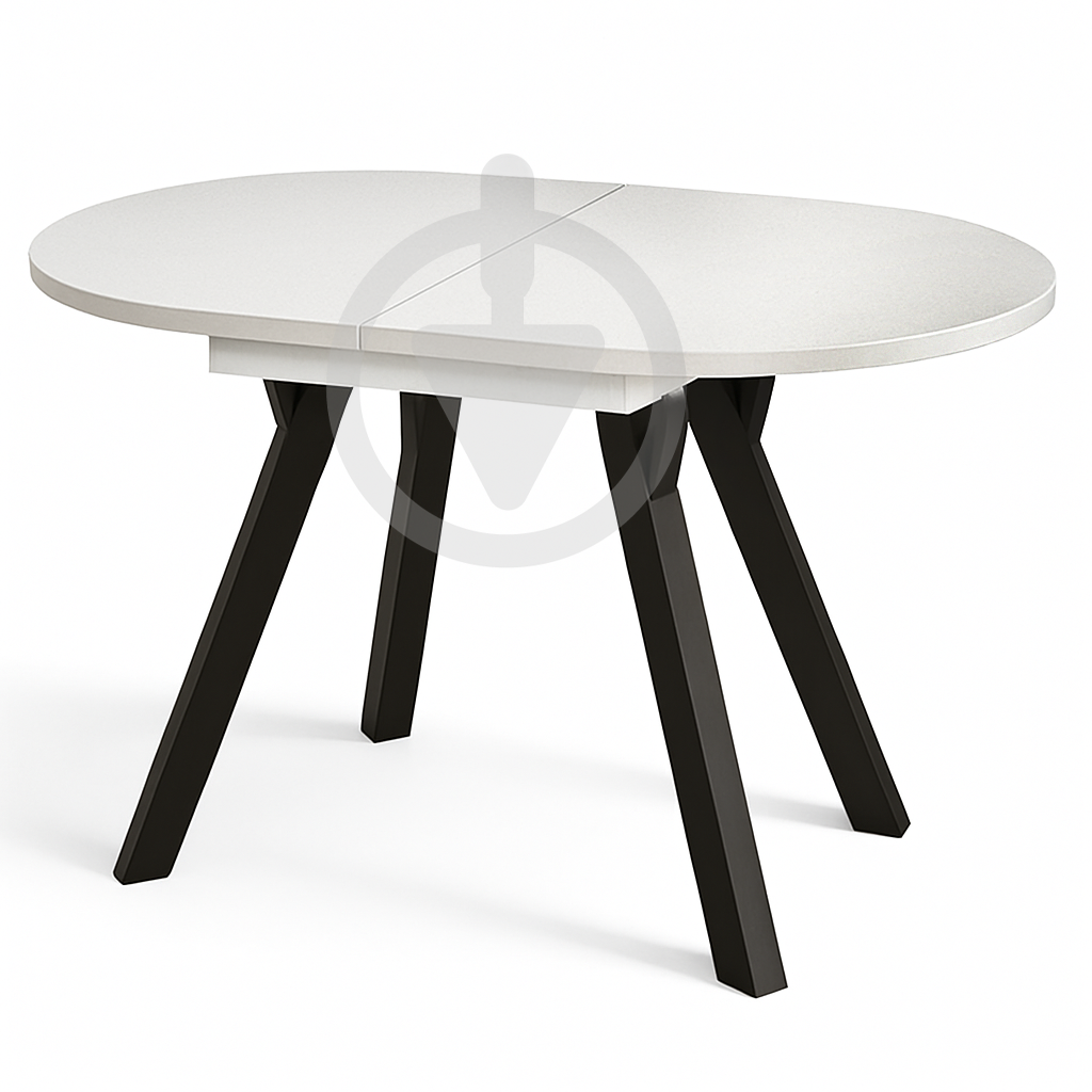 Стіл кухонний розкладний MebliRoMax Elips Slide 130х85/170х85 см Loft Біла Аляска/Чорний Стіл кухонний розкладний MebliRoMax Elips Slide 130х85/170х85 см Loft Біла Аляска/Чорний