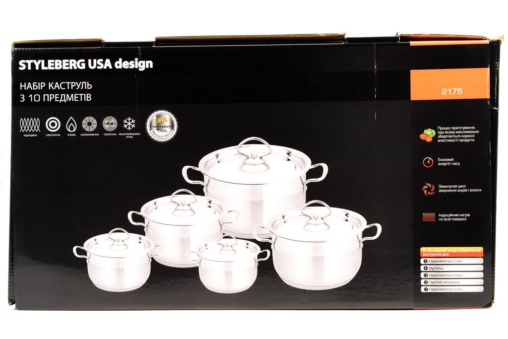 Набір каструль нержавіюча сталь з кришками A-Plus 2175 10 пр. (DR001206) - фото 2