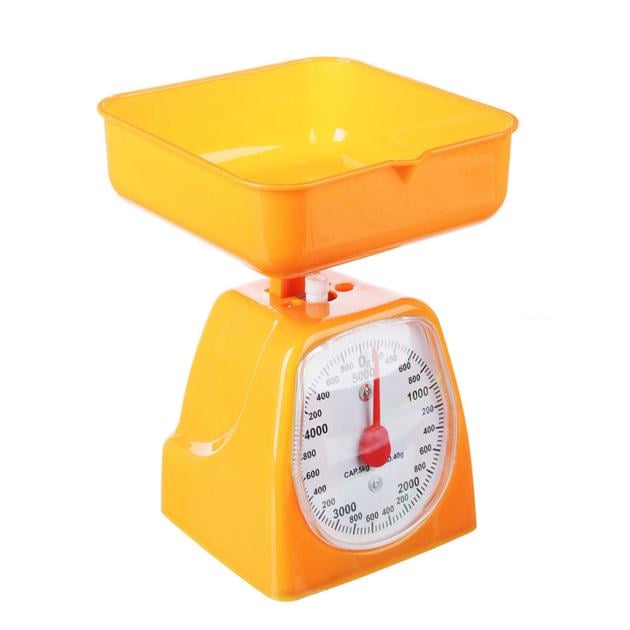 Весы кухонные Kitchen Scale механические стрелочные на 5 кг с чашей Оранжевый - фото 2