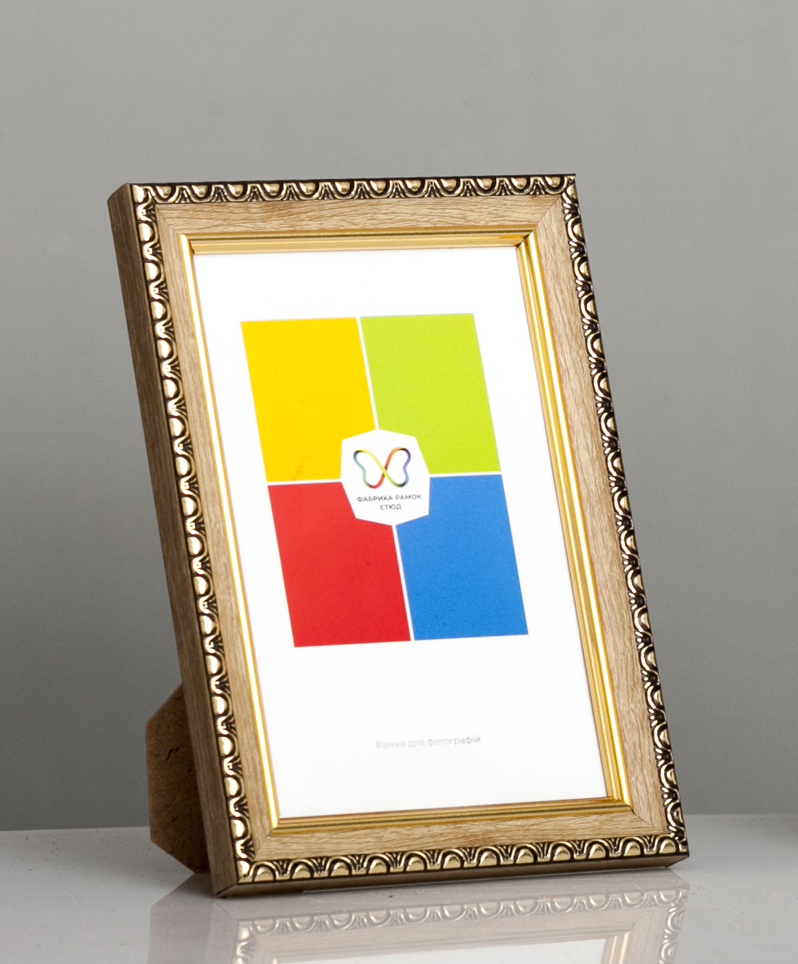 Фоторамка пластиковая 10х15 А6 со стеклом Светло-коричневое дерево (Багет 1713-122)