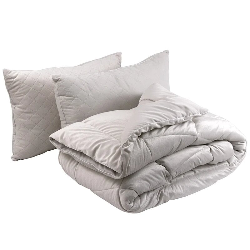 Набор одеяло силиконовое велюровое Руно Soft Pearl 200х220 см и 2 подушки 50х70 см (925.55_Soft Pearl)
