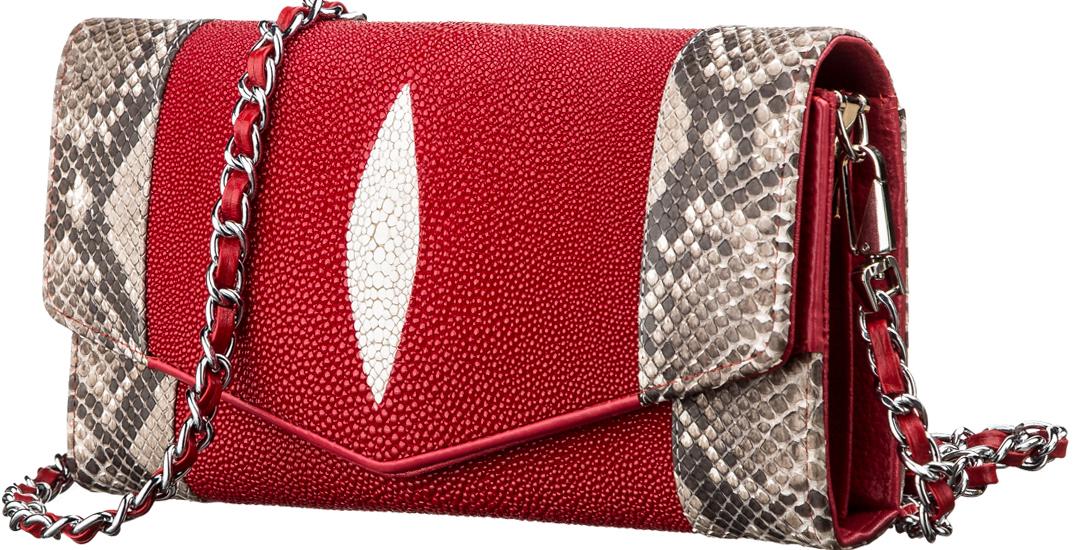 Сумка-клатч Stingray Leather 18216 из натуральной кожи морского ската Красный