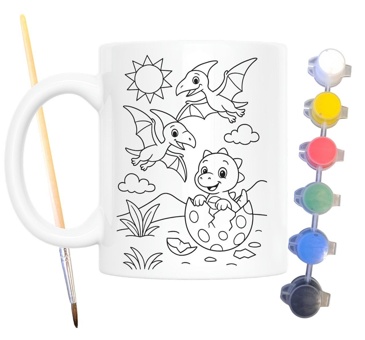 Набір для творчості кружка розмальовка Діти Динозаври 330 мл Білий (КР0157) - фото 2 Набір для творчості кружка розмальовка Діти Динозаври 330 мл Білий (КР0157) - фото 2