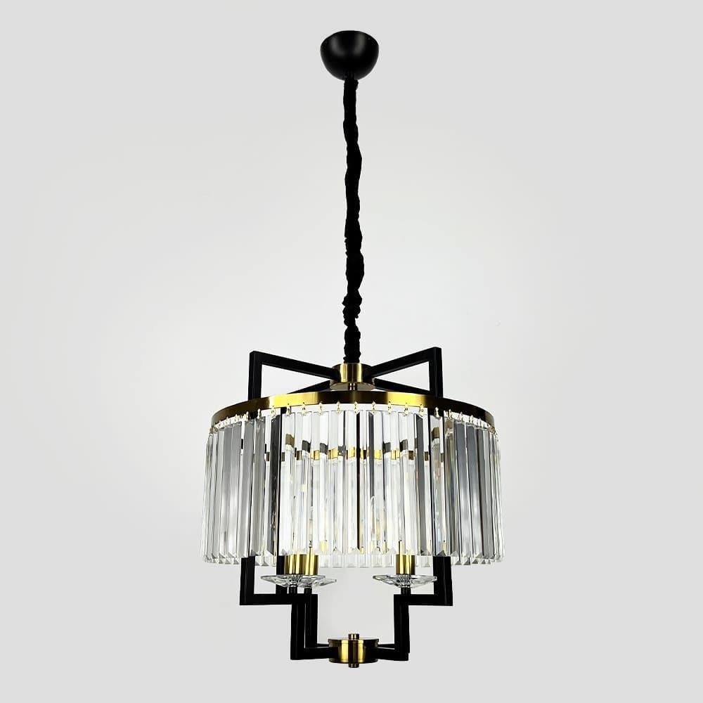 Люстра элегантная в стиле современной классики Ø 50х50 см Черный/Золотой/Прозрачный (MJ348-500 BK/CL)
