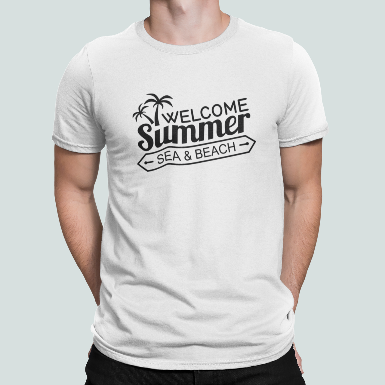 Футболка мужская Stedman с надписью "Welcome Summer" M Белый (ПН453-8)