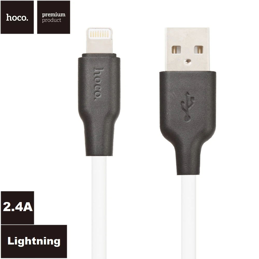 Кабель для зарядки Hoco X21 Plus Silicone USB на Lightning + 2,4 А обплетення TPE Чорний/Білий (657657577) - фото 2