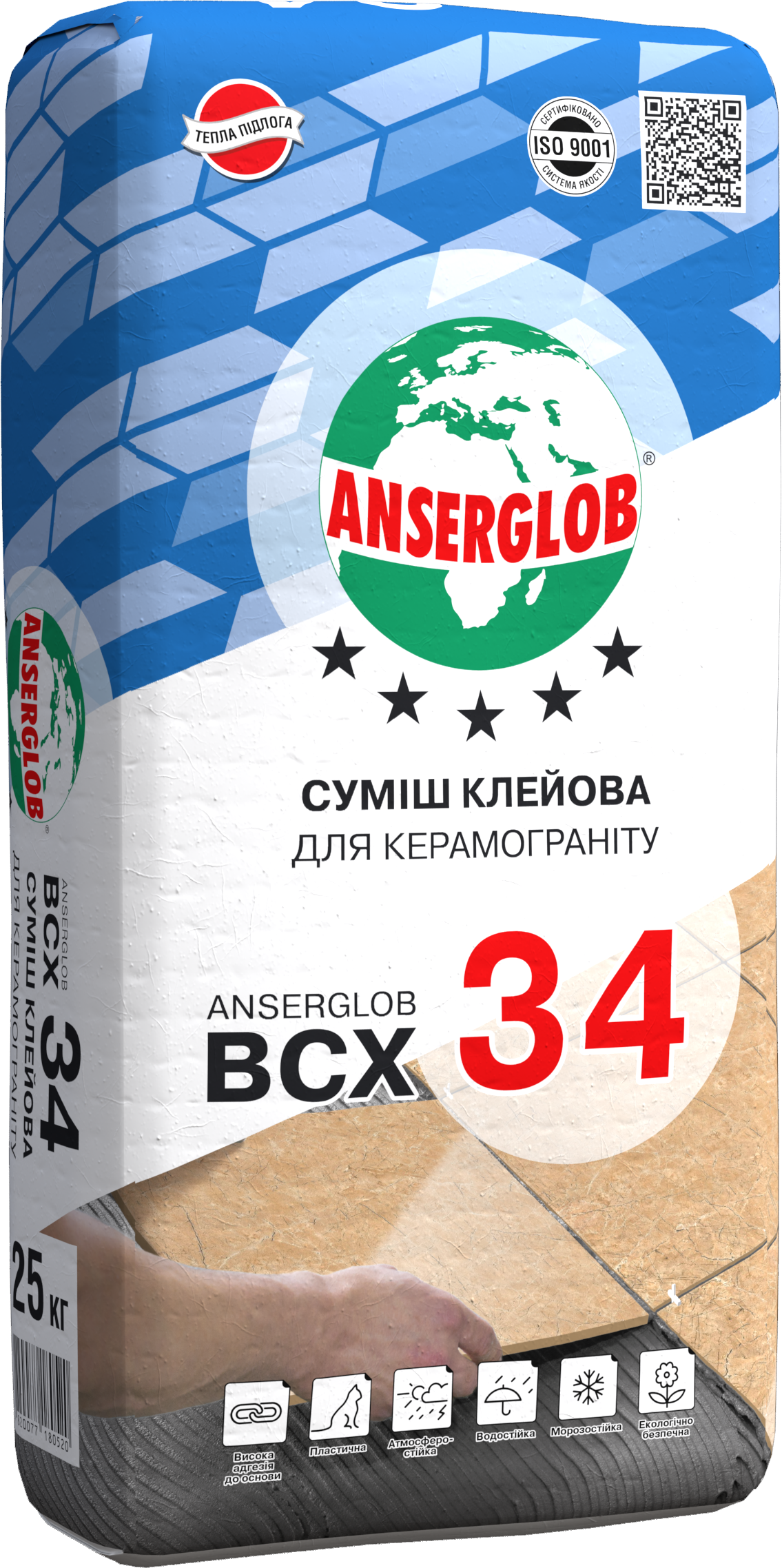 Смесь клеевая ANSERGLOB BCX 34 для керамогранита 25 кг (15642)