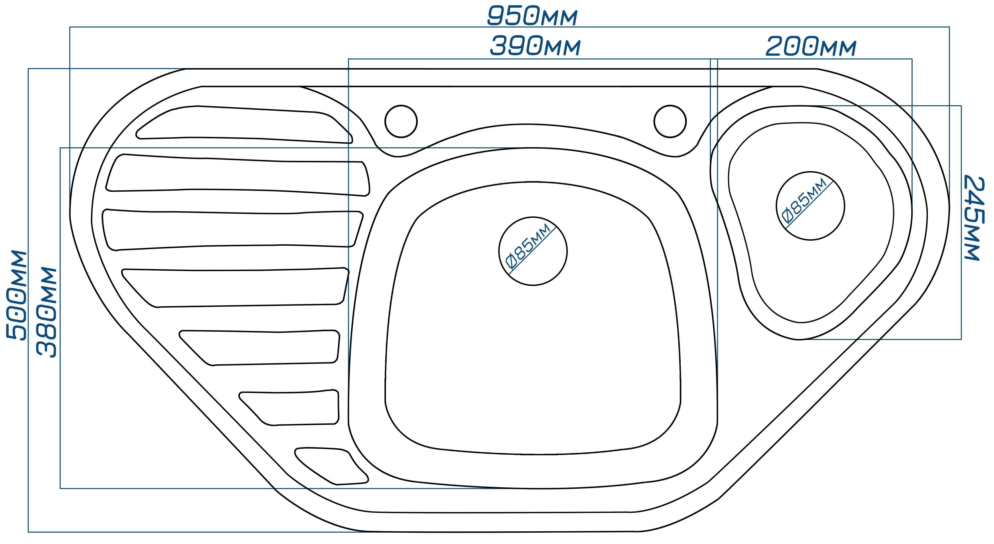 Мойка кухонная EcoLine EL20D 950x500 мм Бежевый - фото 3 Мойка кухонная EcoLine EL20D 950x500 мм Бежевый - фото 3