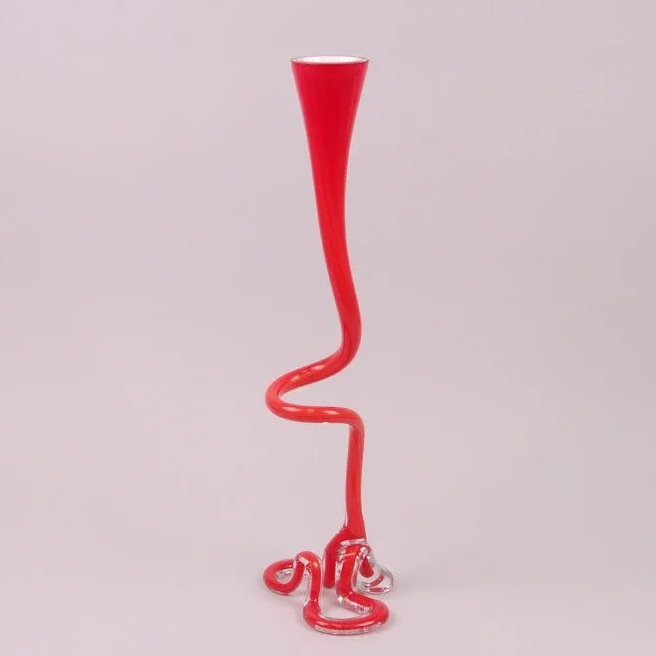 Ваза стеклянная фигурная Flora 60 см Красный (8262)