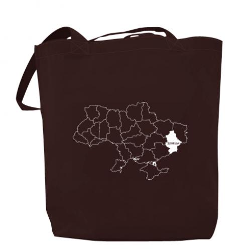 Шопер Донецьк на мапі України 37х41 см Шоколадний (15386697-12-191576) - фото 1 Шопер Донецьк на мапі України 37х41 см Шоколадний (15386697-12-191576) - фото 1