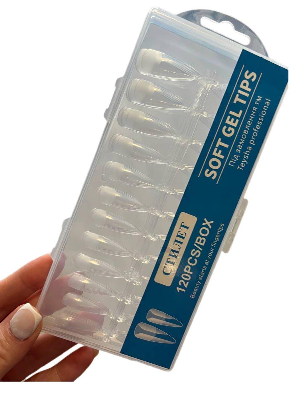 Типси гелеві для нарощування нігтів форма стилет 120 шт. (000631) - фото 2 Типси гелеві для нарощування нігтів форма стилет 120 шт. (000631) - фото 2