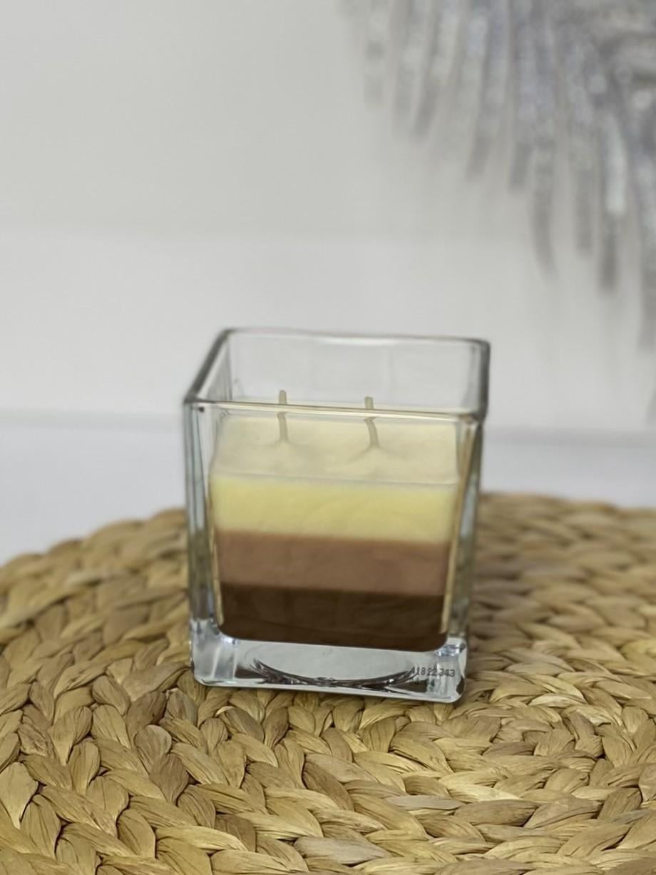 Свеча ароматическая в стекле трехслойная Ваниль (59638315)