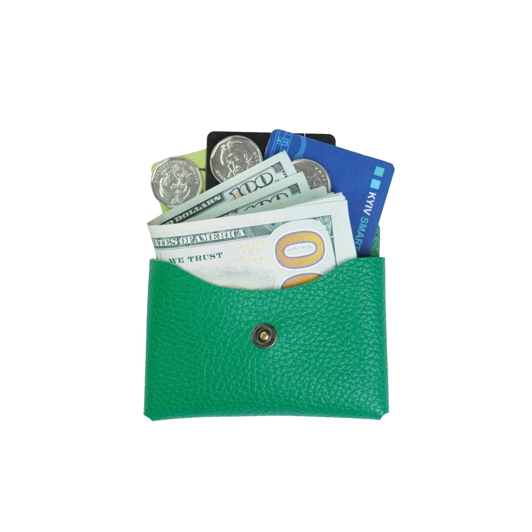 Кошелек кожаный Флотар Mini-01 Зеленый - фото 3