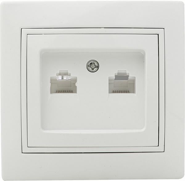 Розетка комп'ютерна подвійна АСКО-УКРЕМ FL F RJ45 (РВcomсб-2-Fl-W)