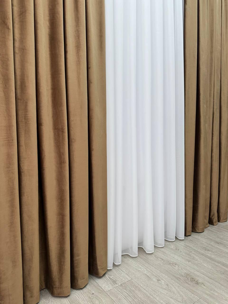 Штора бархатная на тесьме 6 см 300x250 см Светло-коричневый (6319-N16-Т43) - фото 7 Штора бархатная на тесьме 6 см 300x250 см Светло-коричневый (6319-N16-Т43) - фото 7