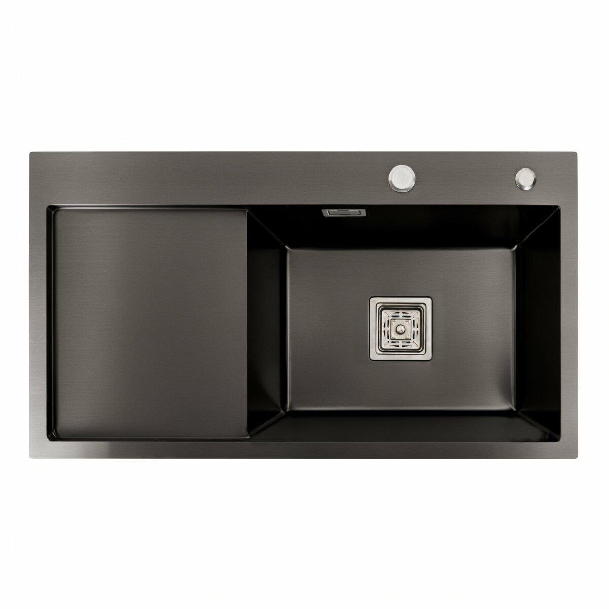 Мойка Platinum Handmade PVD R квадратный сифон 780x430x220 мм Черный (PLTM-SP000037439)