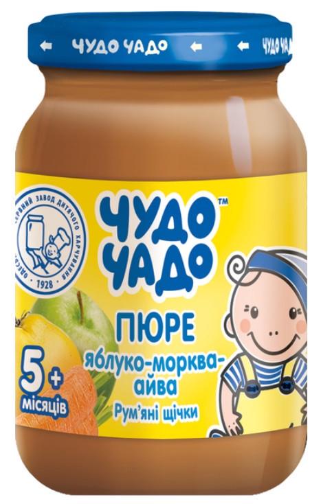 Дитяче пюре Чудо-Чадо Яблуко/морква/айва/вітамін С з цукром 170 г 6 шт. (2482530308)