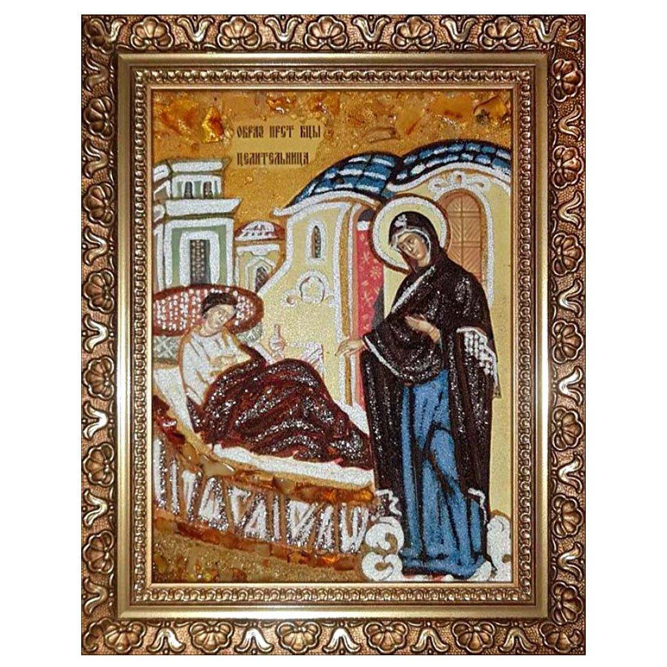Ікона Образ Пресвятої Богородиці Цілителька бурштинова 20х30 см (Б0060-20х30)