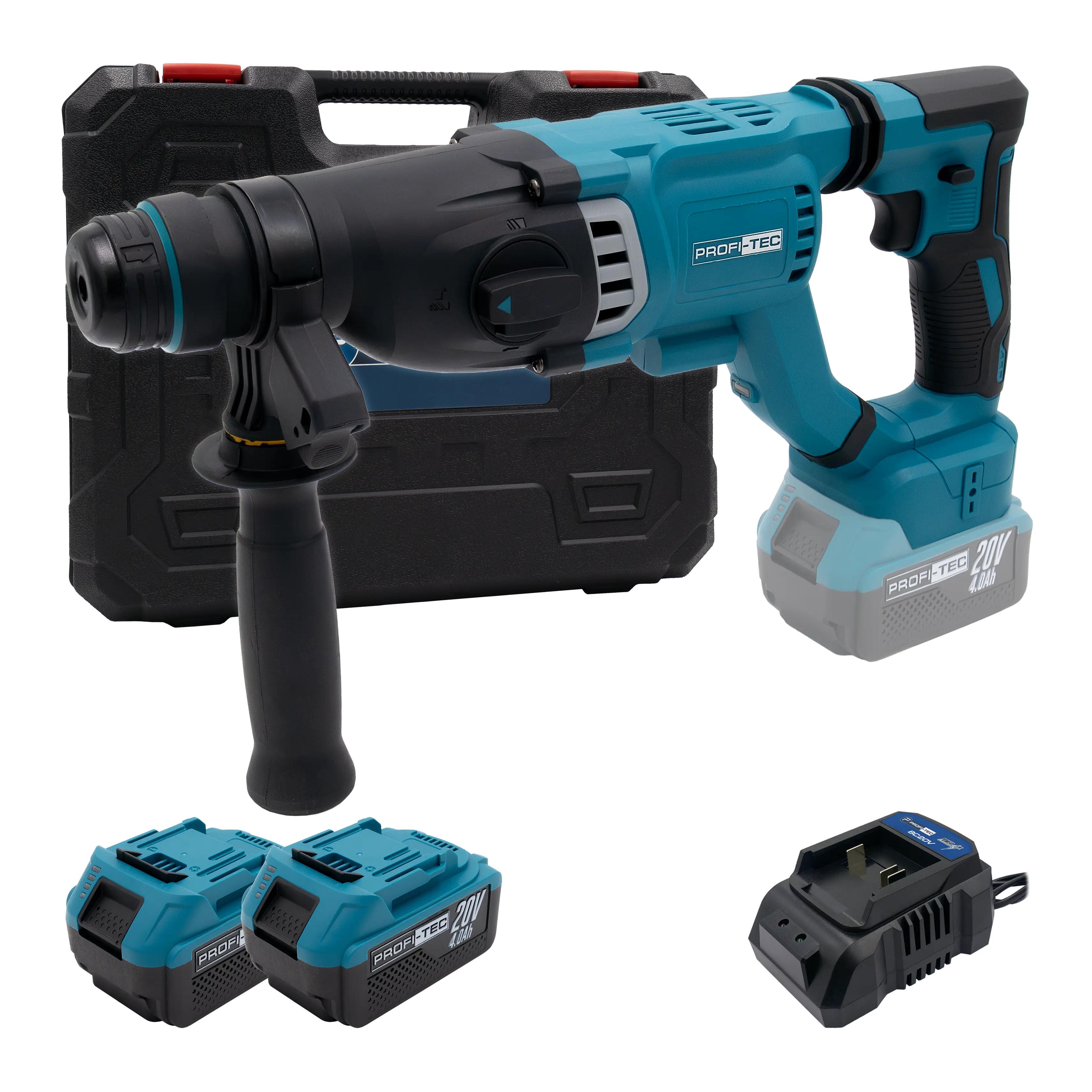 Перфоратор акумуляторний PROFI-TEC PBH201 20V 3,0Дж SDS-Plus 2хPT2040EP 4,0Aг зарядний пристрій BC20V кейс (006286)
