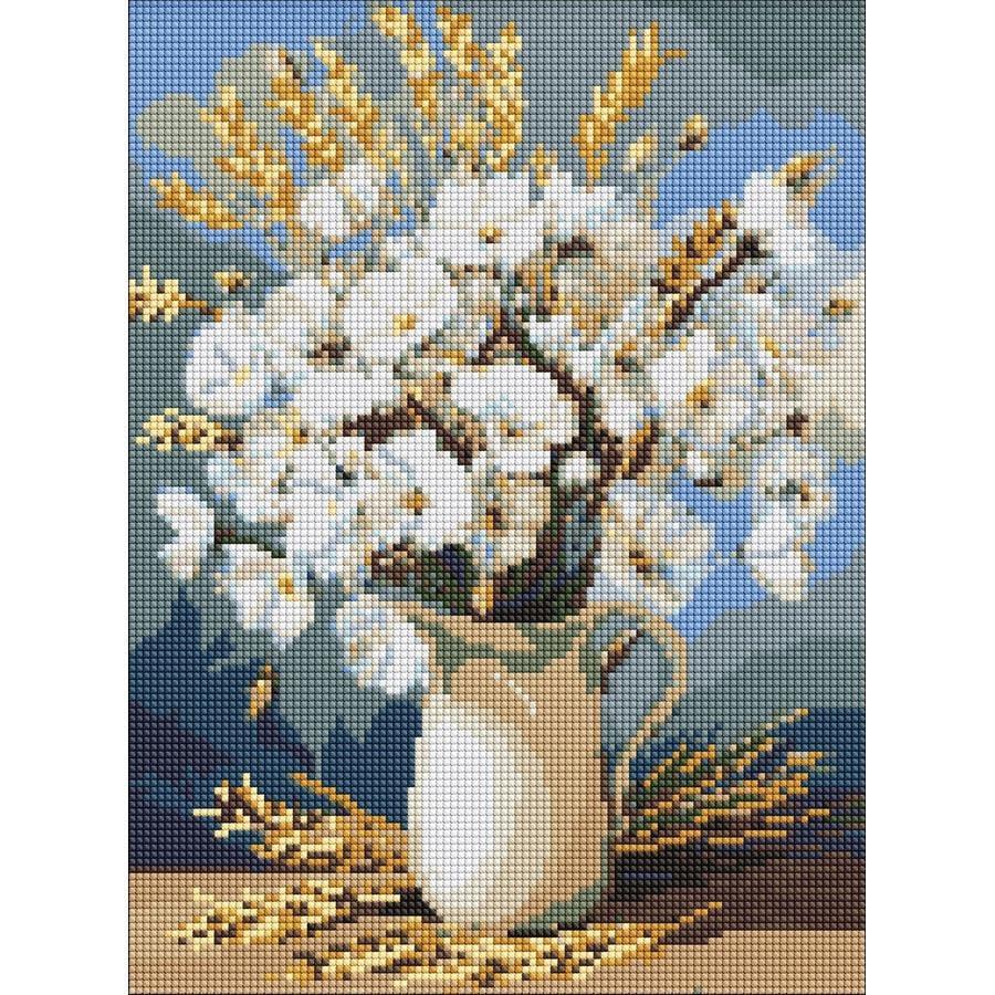 Алмазная мозаика Ideyka Белые маки и пшеница 30x40 см (AMO20053)