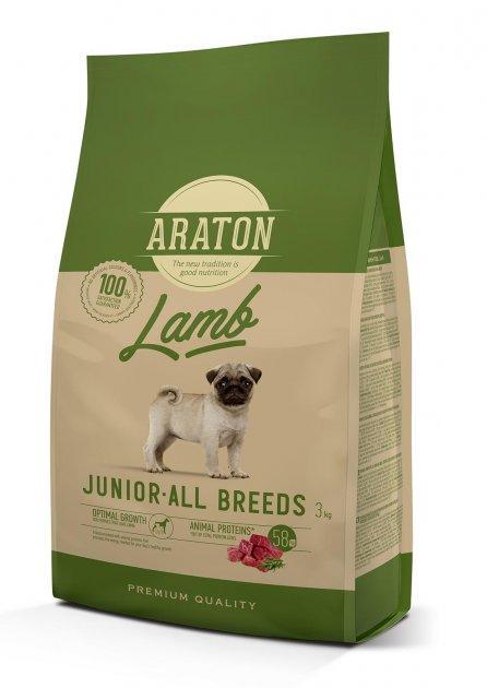 Корм сухой полноценной для молодых собак ARATON LAMB Junior All Breeds ягненок с рисом 3 кг (ART45966)