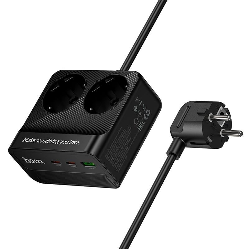 Подовжувач мережевий Hoco AC27 Descanso 2 м Black (28155013) - фото 2