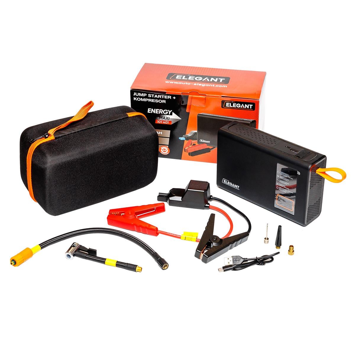 Пусковое устройство Elegant EL 101 401 Jump Starter с компрессором и LED фонарем 10000 mAh 100W 25 л/мин Li-polymer (112320)