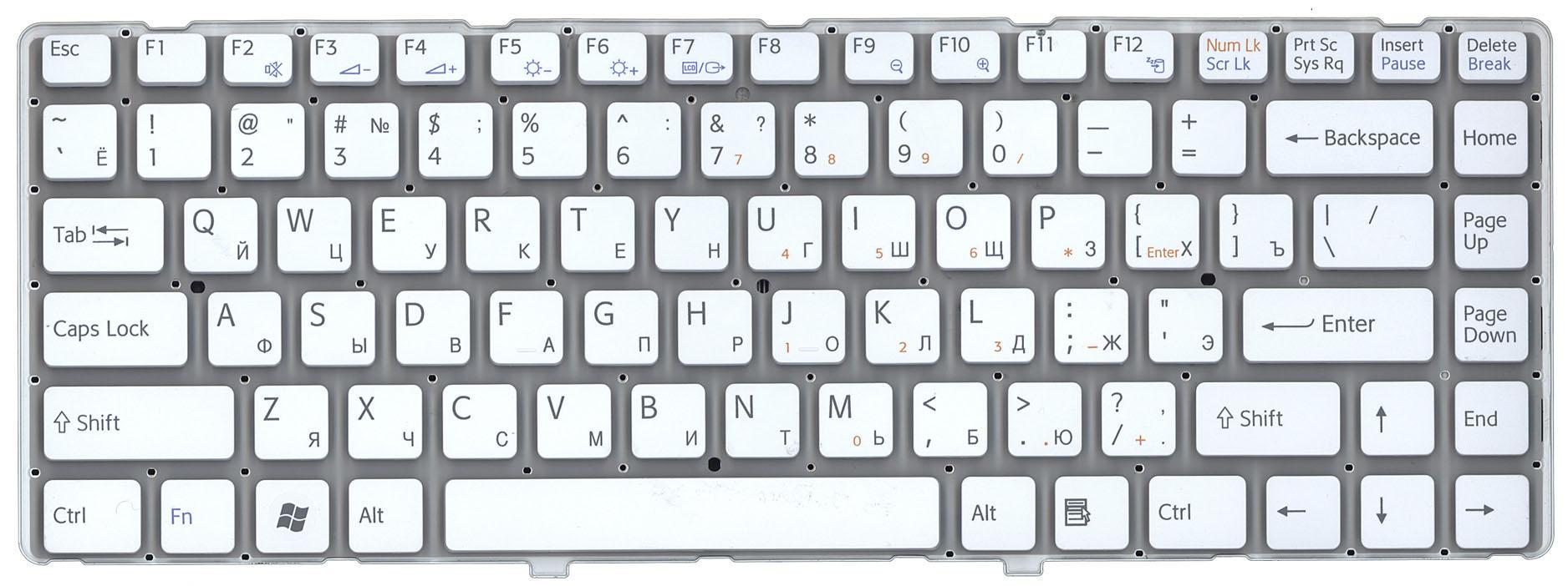 Клавиатура для ноутбука Sony Vaio VPC-EA White Клавиатура для ноутбука Sony Vaio VPC-EA White