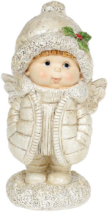 Статуэтка декоративная Ангелочек в куртке 8,8х8,4х15,5 см полистоун (BD-887-337)
