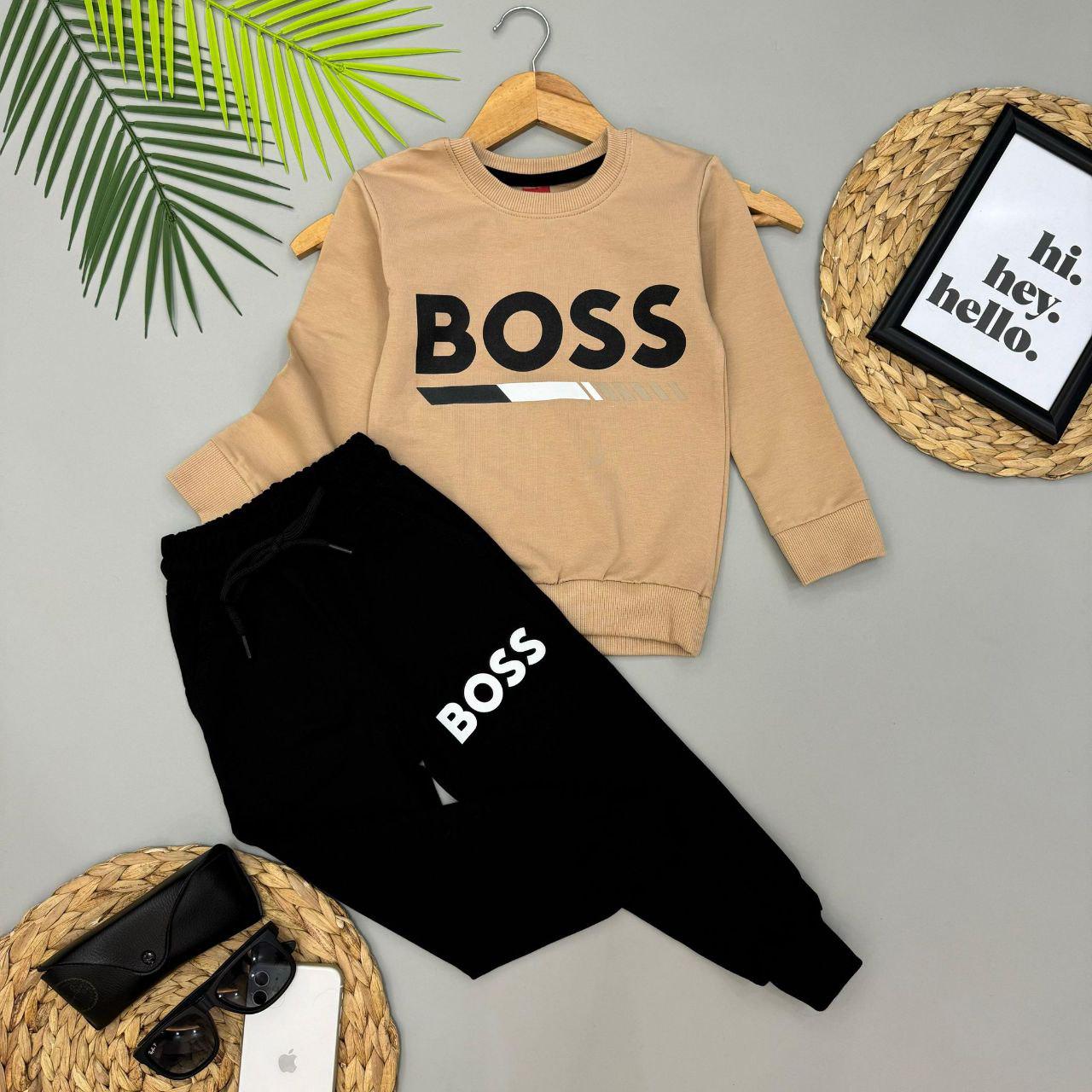 Костюм на мальчика BOSS свитшот/джогеры 11-12 лет 146-152 см Бежево-черный (25202247) Костюм на мальчика BOSS свитшот/джогеры 11-12 лет 146-152 см Бежево-черный (25202247)