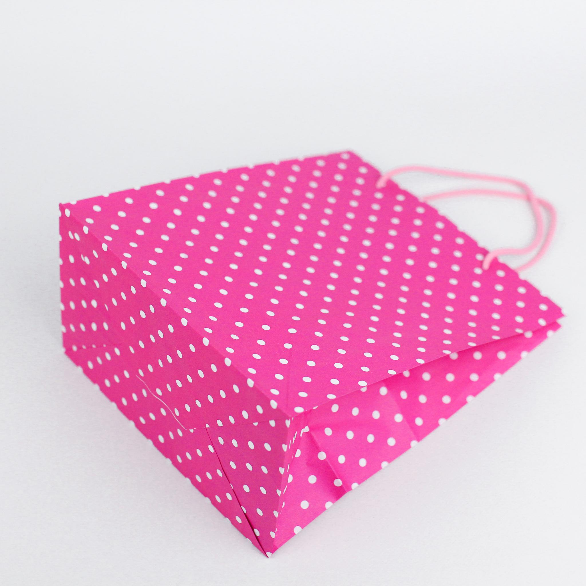 Пакет в горошек бумажный подарочный с ручками 20 шт. 260х150х320 мм Розовый - фото 3 Пакет в горошек бумажный подарочный с ручками 20 шт. 260х150х320 мм Розовый - фото 3