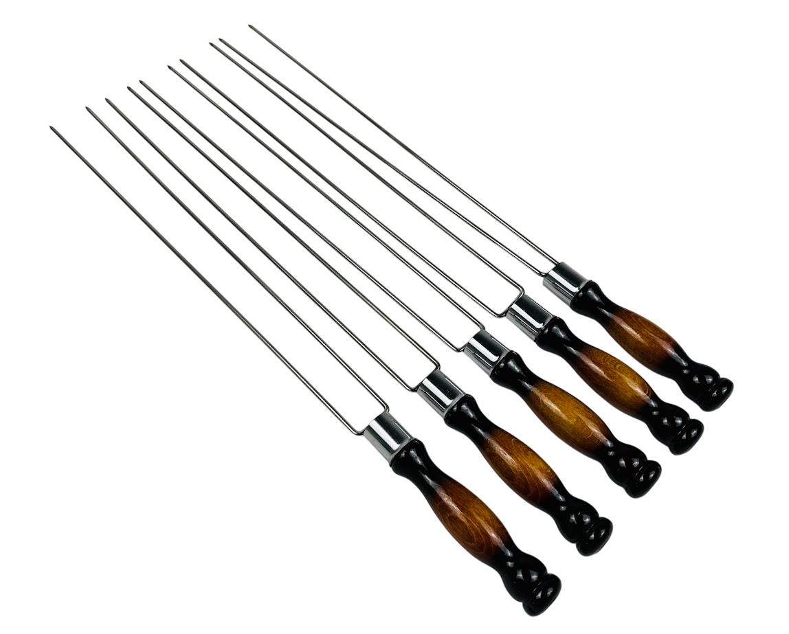 Набор шампуров Премиум 65 см из нержавеющей стали 3 мм с деревянной ручкой 6 шт. Черно-коричневый (124-10-SH-3103)