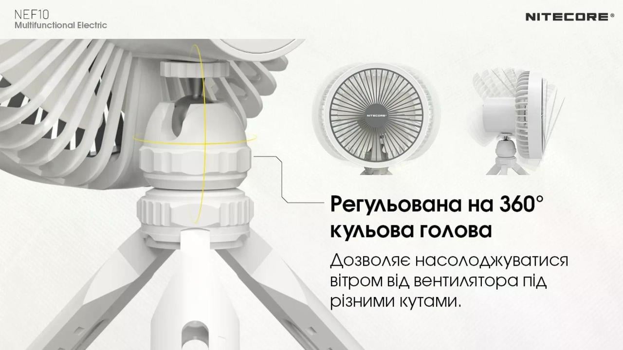 Вентилятор бездротовий Nitecore NEF10 з Power Bank 10000mAh USB-C Сірий (2687394314) - фото 6 Вентилятор бездротовий Nitecore NEF10 з Power Bank 10000mAh USB-C Сірий (2687394314) - фото 6