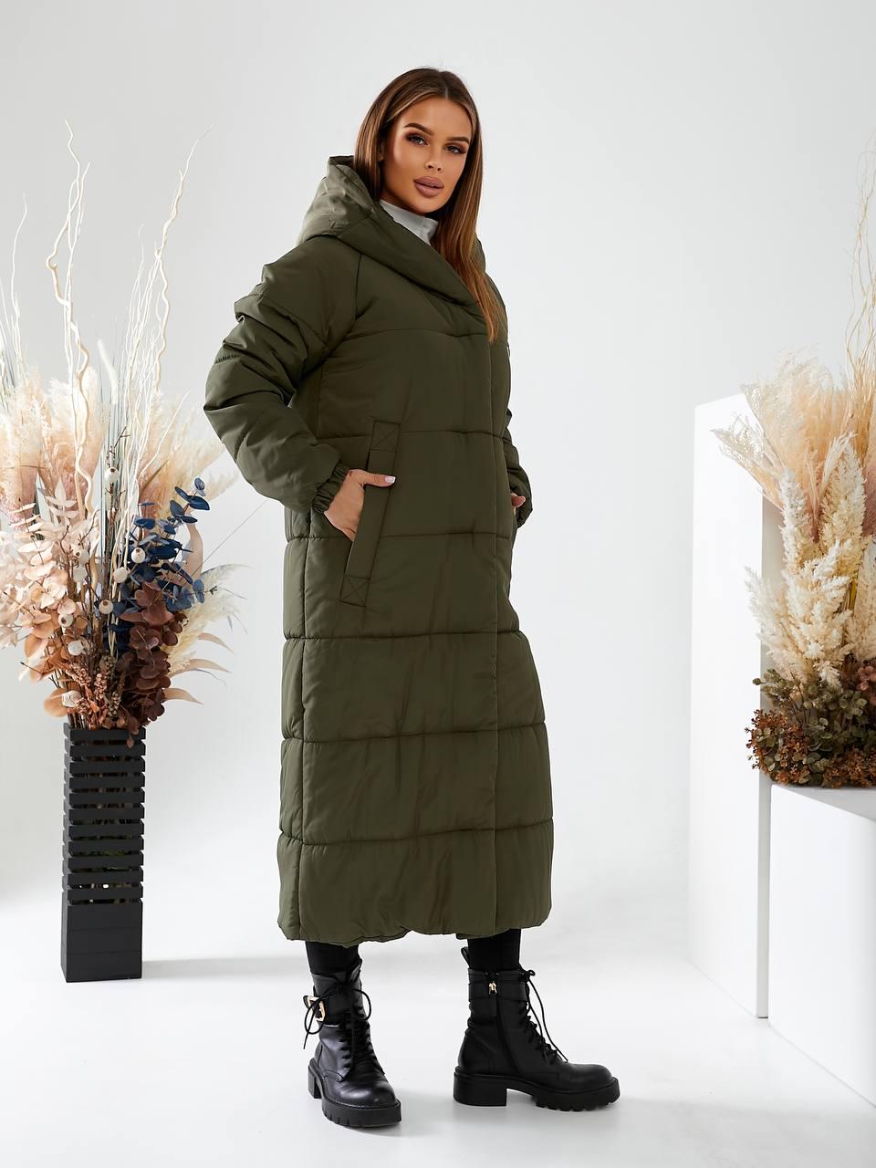 Куртка-пальто зимнее длинное Аiza А520 г. 42-44 Хаки (А520_хакі 42-44) - фото 5