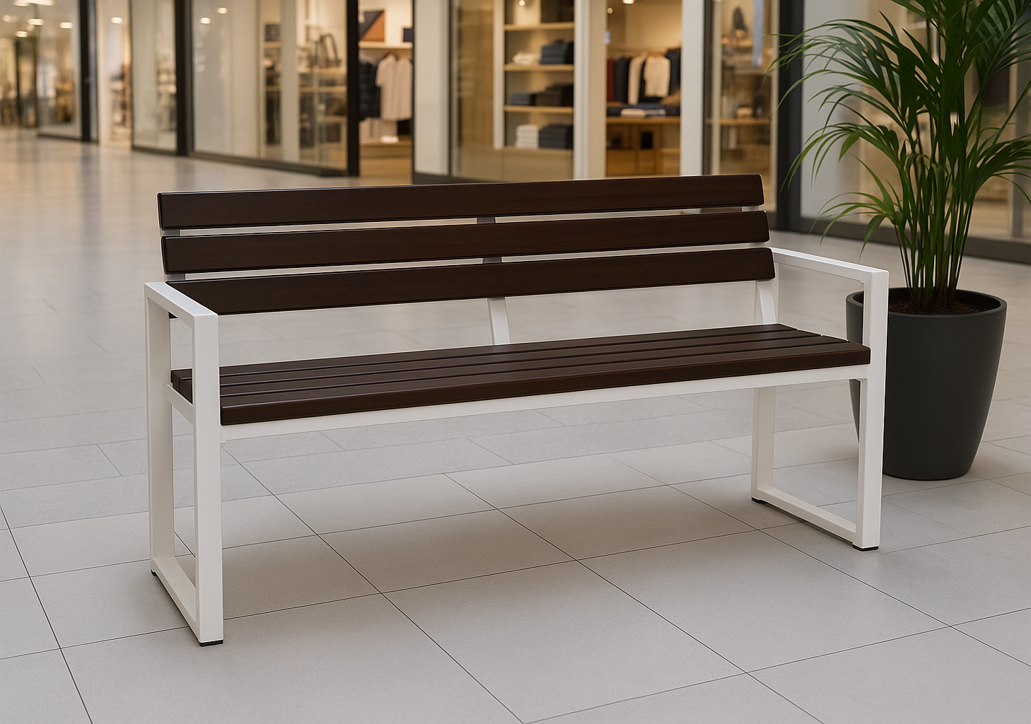 Скамейка садовая ТЕБИ ШО модерн люкс ПВХ 1614х838х545 мм Графитово-Белый