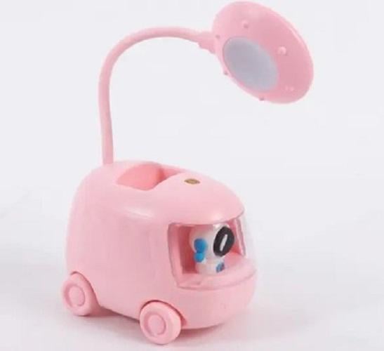 Лампа Bus настольная с подставкой для ручек и карандашей в виде автобуса Розовый (1067)