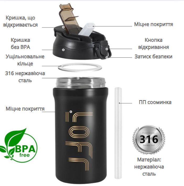 Термокружка из нержавеющей стали 316 600 мл Черный (2470377394) - фото 7 Термокружка из нержавеющей стали 316 600 мл Черный (2470377394) - фото 7