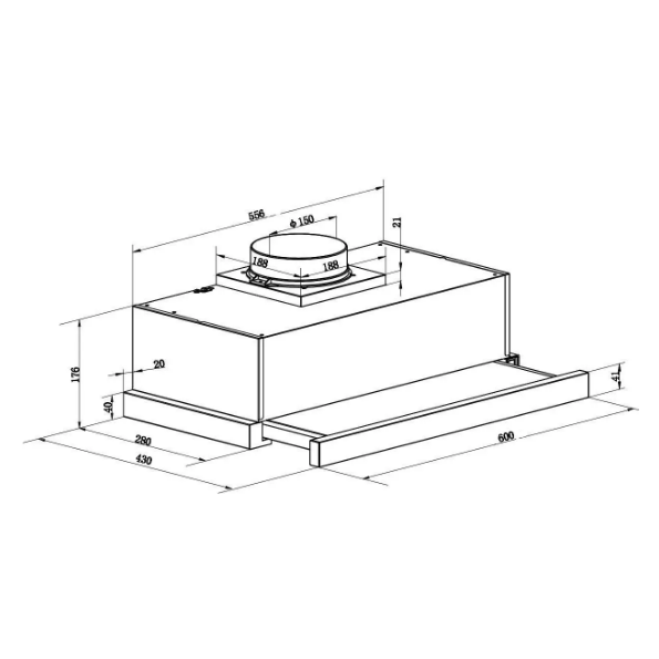 Витяжка настінна Hanseatic SY-6002C-P1-C84-L22-600 для кухні з підсвічуванням 325 м3/год (SY-6002C-P1-C84-L22-600) - фото 6