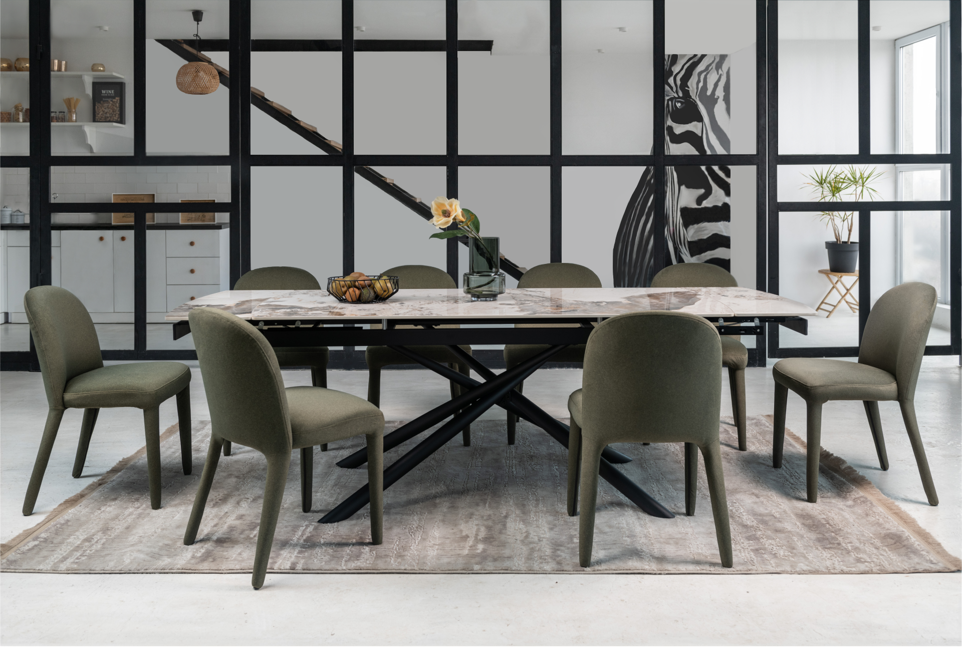 Стол обеденный раздвижной Vetro Mebel Пино 1800-2400x900x760 мм Патагония/Черный (TМL-1200) - фото 11