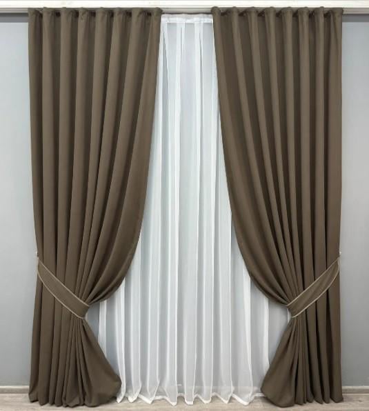 Штори Petek з мікровелюру 1,5х2,9 м 2 шт. Кавовий (1831ш 33-0814) - фото 1 Штори Petek з мікровелюру 1,5х2,9 м 2 шт. Кавовий (1831ш 33-0814) - фото 1