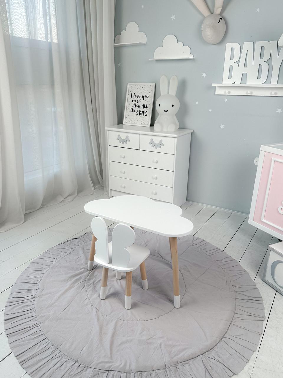 Комплект дитячих меблів Хмарка столик та стілець дерев'яний Білий (П4К-bg-992566) - фото 5 Комплект дитячих меблів Хмарка столик та стілець дерев'яний Білий (П4К-bg-992566) - фото 5