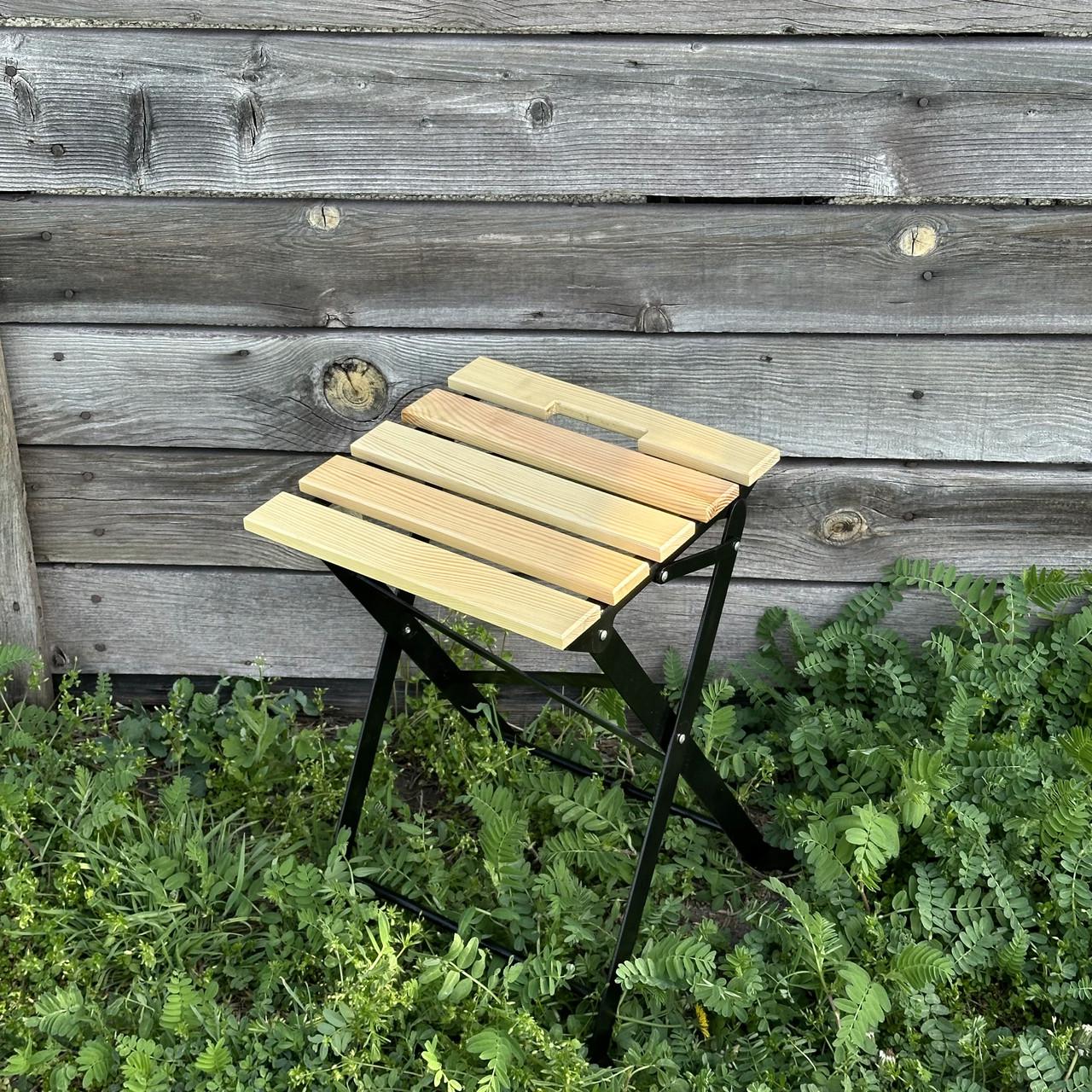 Табурет садовий розкладний дерев'яний з металевим каркасом до 120 кг 38,2х36,2х45,5 см Дерево з чорним (14-17-4090710100516) - фото 2 Табурет садовий розкладний дерев'яний з металевим каркасом до 120 кг 38,2х36,2х45,5 см Дерево з чорним (14-17-4090710100516) - фото 2