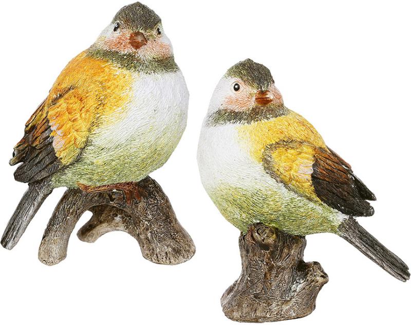 Набор статуэток птички на пеньках полистоун 4 шт. 12 см